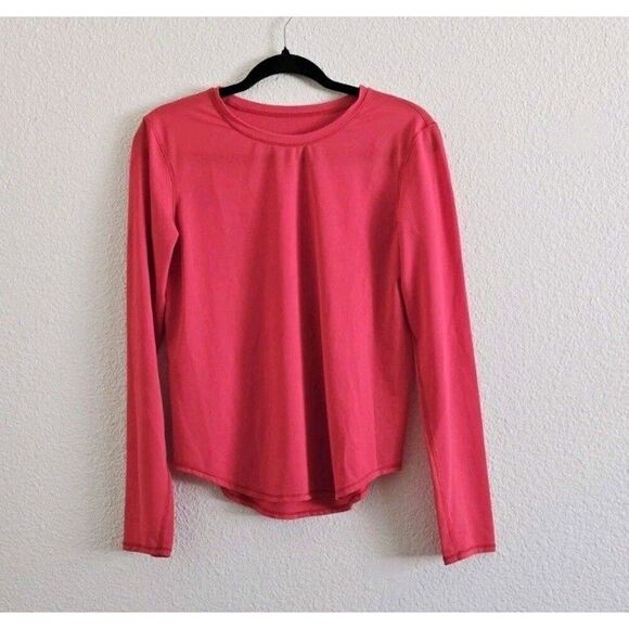 Lululemon Shirt Womens Est. Sz 6 High-Neck Training Long Sleeve Jersey Red Rose - Picture 8 of 8